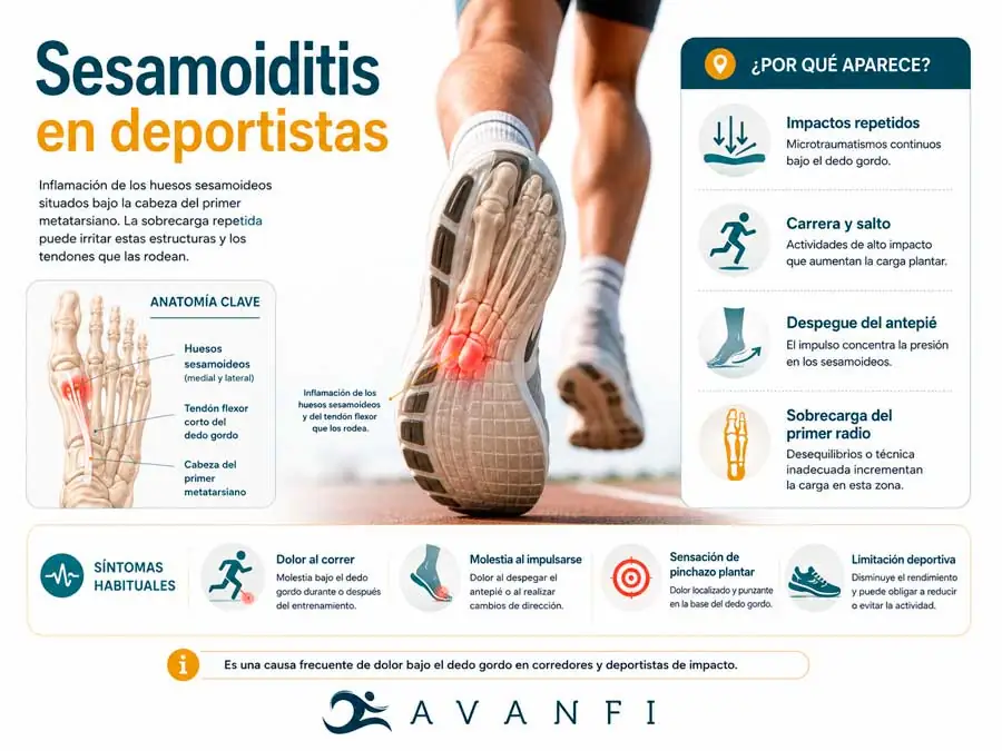 Síntomas de la sesamoiditis en deportistas